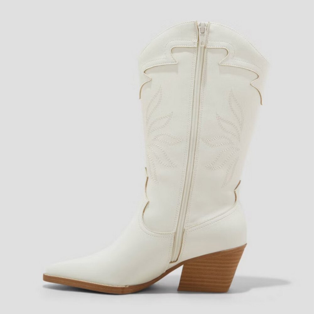 Womens Iris Studded Western Cowboy Boots - Universal Thread White 8.5 - Picture 2 of 7